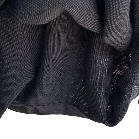 Womens Black Long-Sleeve Knit Crewneck Long Sleeve Minimalist Shirt Blouse Top - Picture 4 of 7